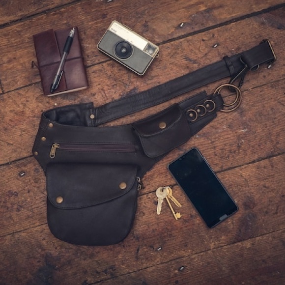 Hip bag belt / festival pouch belt / real leather belt bag/ Fanny pack - Picture 1 of 9